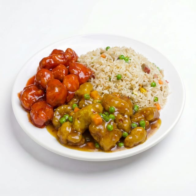 C9. Garlic Chicken & Sweet Sour Pork / 鱼香鸡, 甜酸肉 (套餐).