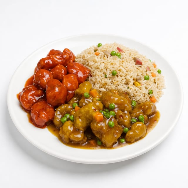 C9. Garlic Chicken & Sweet Sour Pork / 鱼香鸡, 甜酸肉 (套餐).