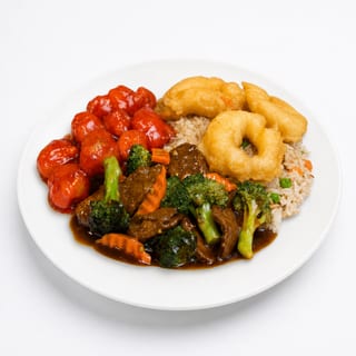C18. Fried Prawns, Broccoli Beef & Sweet Sour Pork