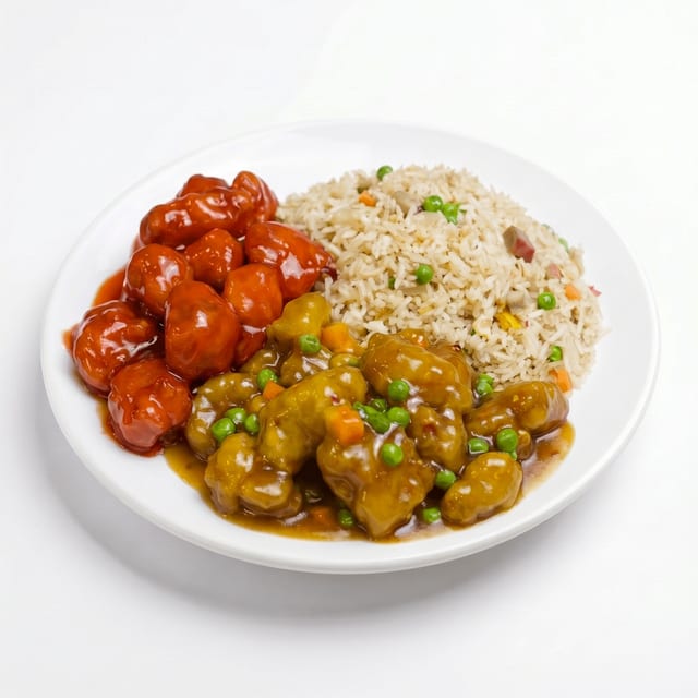 C9. Garlic Chicken & Sweet Sour Pork / 鱼香鸡, 甜酸肉 (套餐).