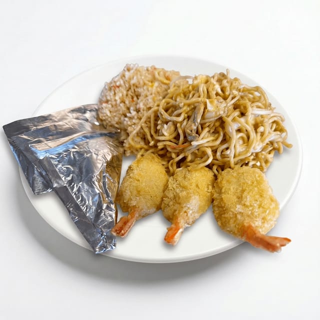 C16. Fried Prawns & Chicken in Foil.